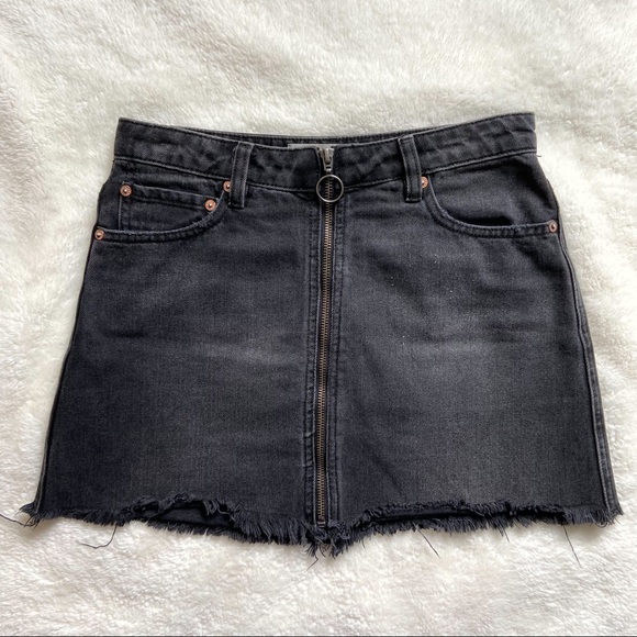 Free People Black Denim Mini Skirt Size 25 - Picture 1 of 13